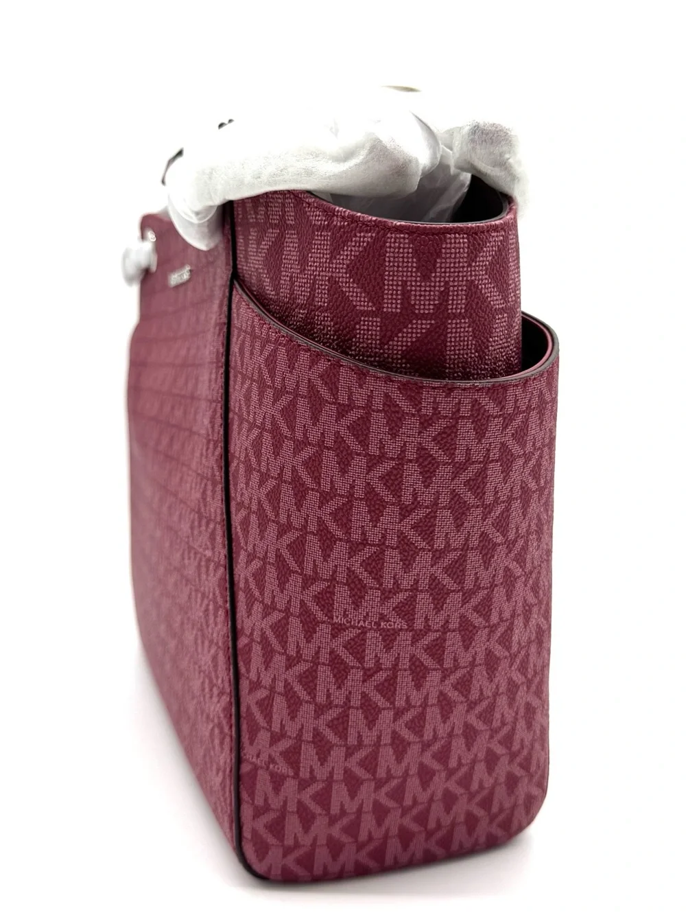 Michael Kors Jet Set Large Signature Logo Shoulder Bag - Maroon